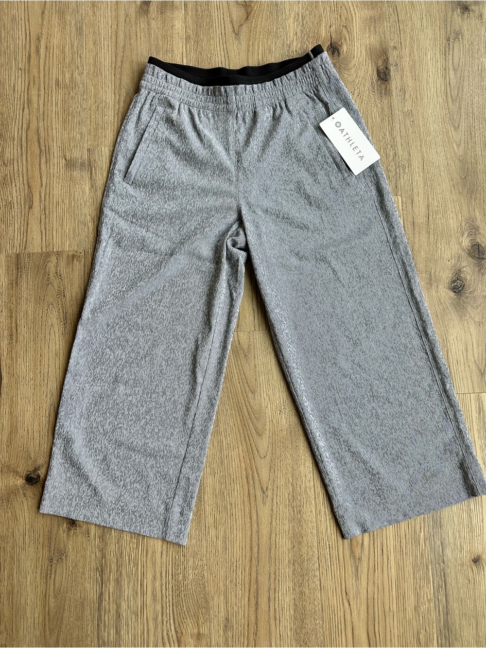 Athleta Heather Gray Cropped Wide-Leg Lounge Pants